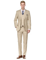 Mens Vested Smart Modern Fit Suit Light Tan - Men's Tuxedo USA
