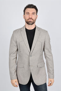 Men’s Heather Beige Cowboy Sport Coat – Classic Elbow Patch Jacket