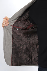 Men’s Heather Beige Cowboy Sport Coat – Classic Elbow Patch Jacket