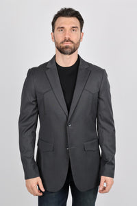 Mens Black Western Sport Coat w/ Elbow Patch - Charcoal
