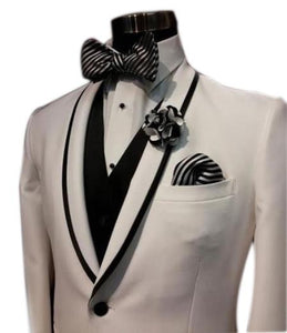 Men's Trimmed Black / White Stripe Tuxedo