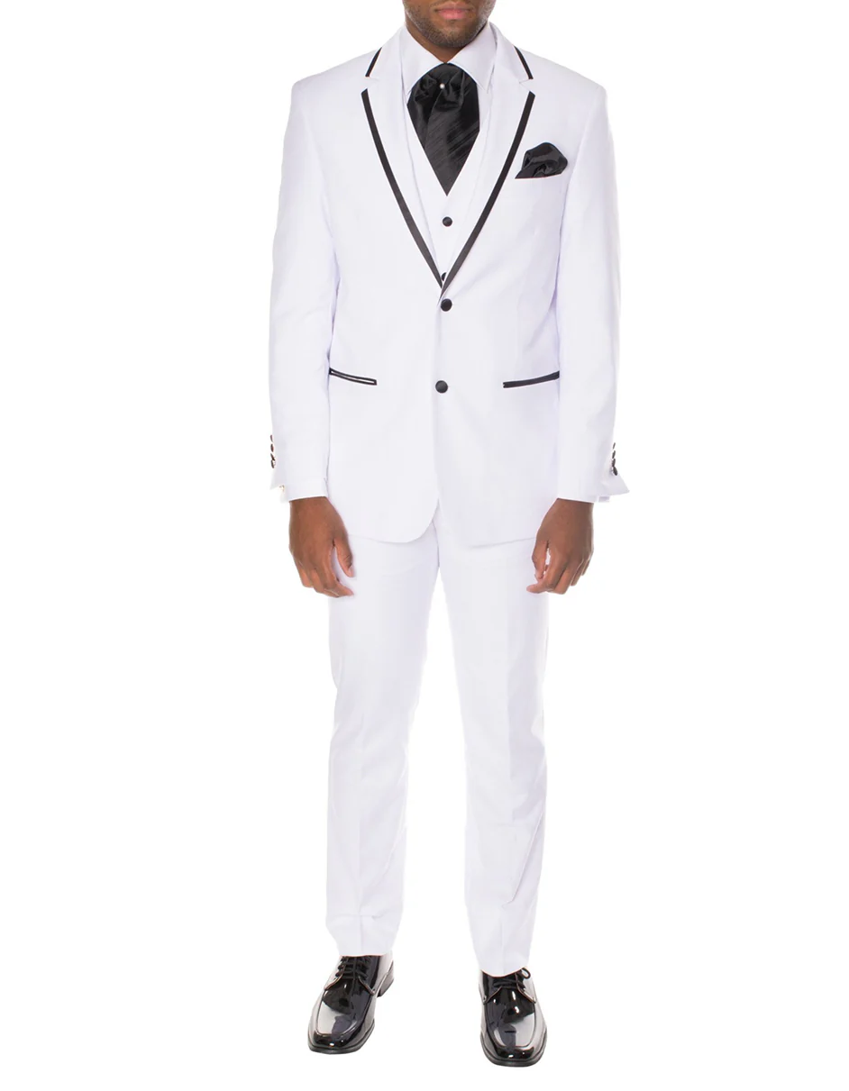 Men's White 4 Piece Dress Tuxedo Prom Vest main image 0