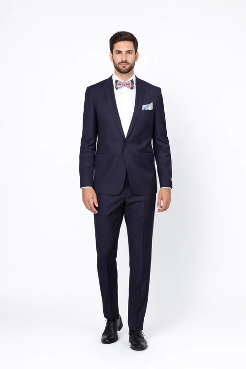 Men’s Slim Fit 100% Wool Suit by Rossiman Rossi | Peak Lapel Jacket & Plum Tapered Pants – Italian Tailored Luxury 3-Piece Suit
