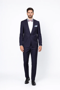 Men’s Slim Fit 100% Wool Suit by Rossiman Rossi | Peak Lapel Jacket & Plum Tapered Pants – Italian Tailored Luxury 3-Piece Suit