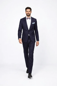 Men’s Slim Fit 100% Wool Suit by Rossiman Rossi | Peak Lapel Jacket & Plum Tapered Pants – Italian Tailored Luxury 3-Piece Suit