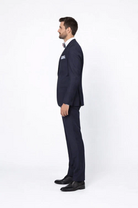 Men’s Slim Fit 100% Wool Suit by Rossiman Rossi | Peak Lapel Jacket & Plum Tapered Pants – Italian Tailored Luxury 3-Piece Suit