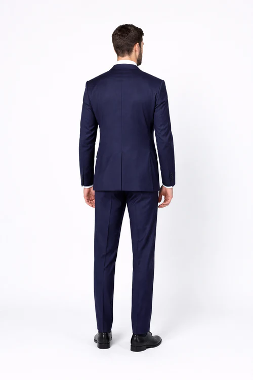 Men’s Slim Fit 100% Wool Suit by Rossiman Rossi | Peak Lapel Jacket & Plum Tapered Pants – Italian Tailored Luxury 3-Piece Suit