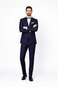 Men’s Slim Fit 100% Wool Suit by Rossiman Rossi | Peak Lapel Jacket & Plum Tapered Pants – Italian Tailored Luxury 3-Piece Suit