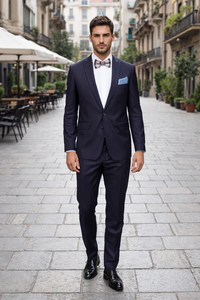 Men’s Slim Fit 100% Wool Suit by Rossiman Rossi | Peak Lapel Jacket & Plum Tapered Pants – Italian Tailored Luxury 3-Piece Suit