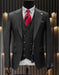 Mens One Button Peak Lapel Double Breasted Vest Wool Suit in Charcoal Grey - Men's Tuxedo USA