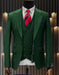Mens One Button Peak Lapel Double Breasted Vest Wool Suit in Hunter Green - Men's Tuxedo USA