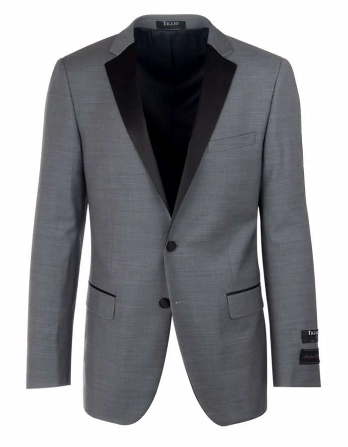 Gray Prom Suit - Mens 2 Button Designer Notch Tuxedo in Light Grey