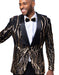 Mens Black & Gold Paisley Sequin Blazer Tuxedo - Men's Tuxedo USA
