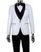 Mens 1 Button Shawl Lapel Vested Wedding | Prom Tuxedo in White Sharkskin - Men's Tuxedo USA