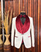 Maroon Tuxedo - Mens Burgundy Tuxedo Jacket + Vest + Pants - Wedding Tuxedo