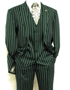Mens 2 Button Gangster Pinstripe Suit in BLACK / GREY / NAVY / BURGUNDY
