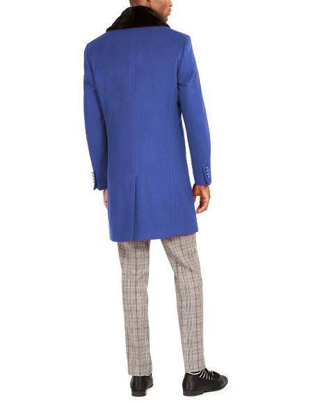 Mens Carcoat And Coat With Fur Collar + Royal Blue Coat