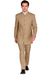 Mens 5 Button Mandarin Collar Suit in Tan Pinstripe