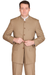 Mens 5 Button Mandarin Collar Suit in Tan Pinstripe