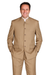 Mens 5 Button Mandarin Collar Suit in Tan Pinstripe