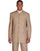 Mens 5 Button Mandarin Collar Suit in Tan Pinstripe - Men's Tuxedo USA