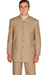 Mens 5 Button Mandarin Collar Suit in Tan Pinstripe