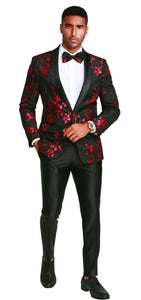 Mens Big and Tall Blazer - Big and Tall Black - Red Sport Coat