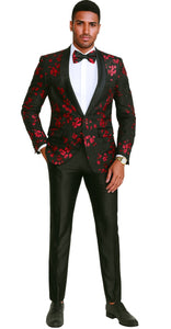Mens Big and Tall Blazer - Big and Tall Black - Red Sport Coat
