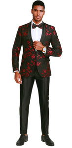 Mens Big and Tall Blazer - Big and Tall Black - Red Sport Coat