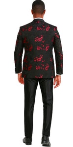 Mens Big and Tall Blazer - Big and Tall Black - Red Sport Coat