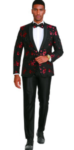 Mens Big and Tall Blazer - Big and Tall Black - Red Sport Coat