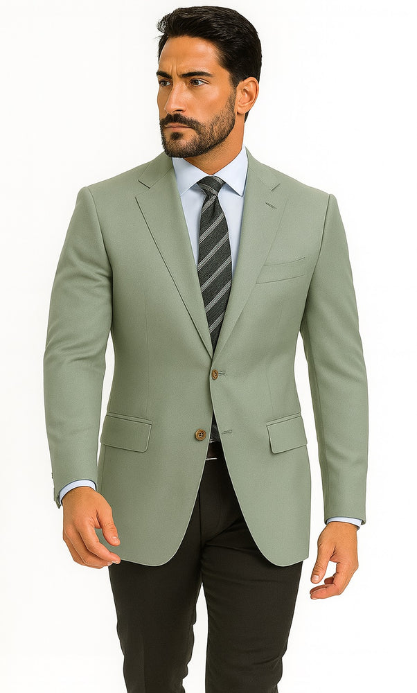 Mens Blazer Classic Fit Sport Coat Two Buttons Lightweight Suit Jacket Iceberg Green