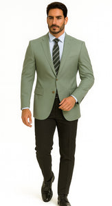 Mens Blazer Classic Fit Sport Coat Two Buttons Lightweight Suit Jacket Iceberg Green