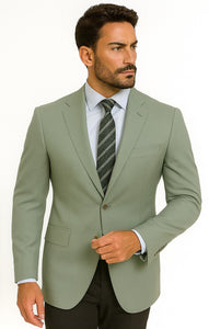 Mens Blazer Classic Fit Sport Coat Two Buttons Lightweight Suit Jacket Iceberg Green
