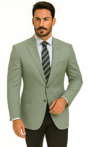 Mens Blazer Classic Fit Sport Coat Two Buttons Lightweight Suit Jacket Iceberg Green