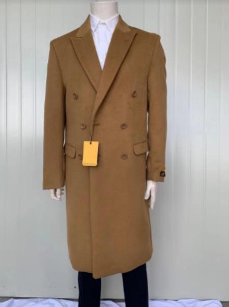 Mens Cashmere Blend Brown Coat Full Length - Cashmere Overcoat