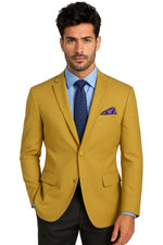 Mens Classic Fit Poplin Club Sport Coat Blazer in Gold