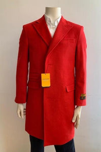 Mens Full Length And Cashmere Overcoat - Winter Topcoats - Red Coat