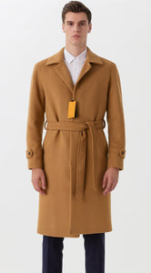 Mens Full Length And Cashmere Overcoat - Winter Topcoats - Vicuna Light Brown - Dark Camel