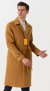 Mens Full Length And Cashmere Overcoat - Winter Topcoats - Vicuna Light Brown - Dark Camel