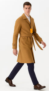 Mens Full Length And Cashmere Overcoat - Winter Topcoats - Vicuna Light Brown - Dark Camel
