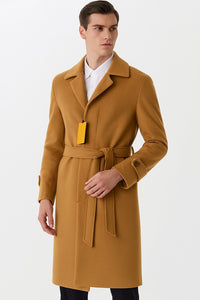 Mens Full Length And Cashmere Overcoat - Winter Topcoats - Vicuna Light Brown - Dark Camel