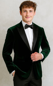Mens Green Velvet Slim Fit Fashion Jacket
