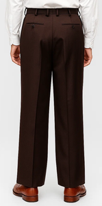 Mens Italian Wool Wide Leg Dress Pants in Brown