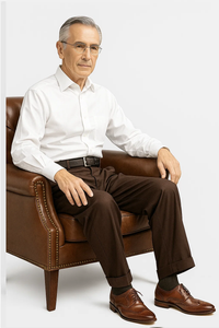 Mens Italian Wool Wide Leg Dress Pants in Brown