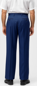 Mens Italian Wool Wide Leg Dress Pants in Sapphire Blue