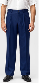 Mens Italian Wool Wide Leg Dress Pants in Sapphire Blue