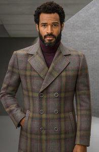 Mens Peacoat - Plaid Overcoats - Carcoat Grey
