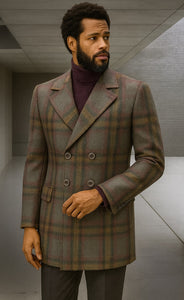 Mens Peacoat - Plaid Overcoats - Carcoat Grey