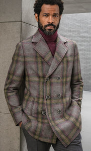 Mens Peacoat - Plaid Overcoats - Carcoat Grey